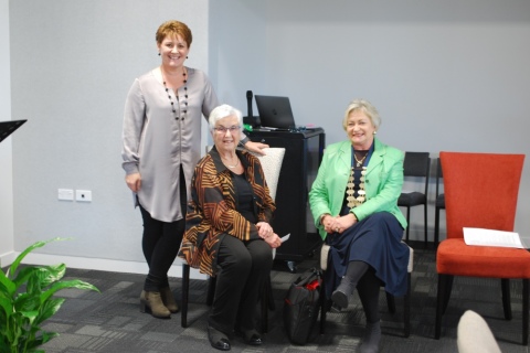 Sharon (Manager), Diana (Village President), Jan Barnes (Matamata Piako Mayor)